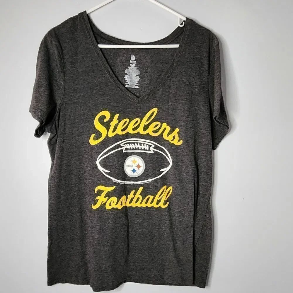 Pittsburgh Steelers Shirt Woman Adult Extra Small XL Gray Yellow Football NFL